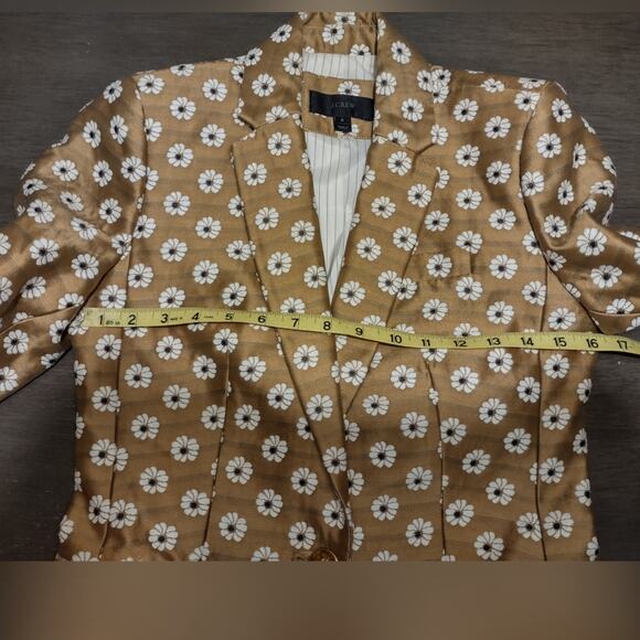 J. Crew Campbell Scattered Daisy Gold Floral Print Jacquard Gold Button Blazer 0 - Picture 6 of 16